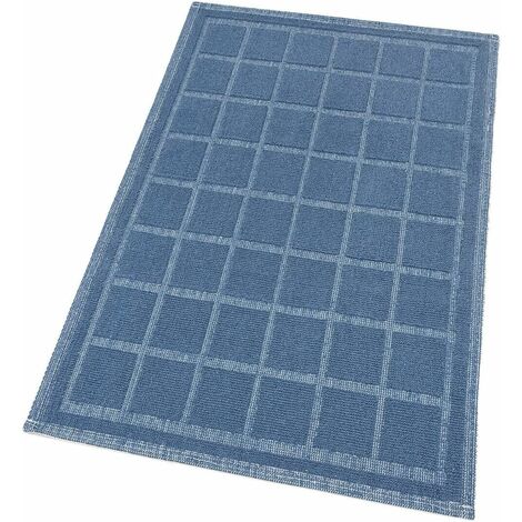 Tapis de Bain en Pur Coton Tapis de Chambre Elégant et Luxueux Antidérapant Texture 3D Bleu - 50x80 cm