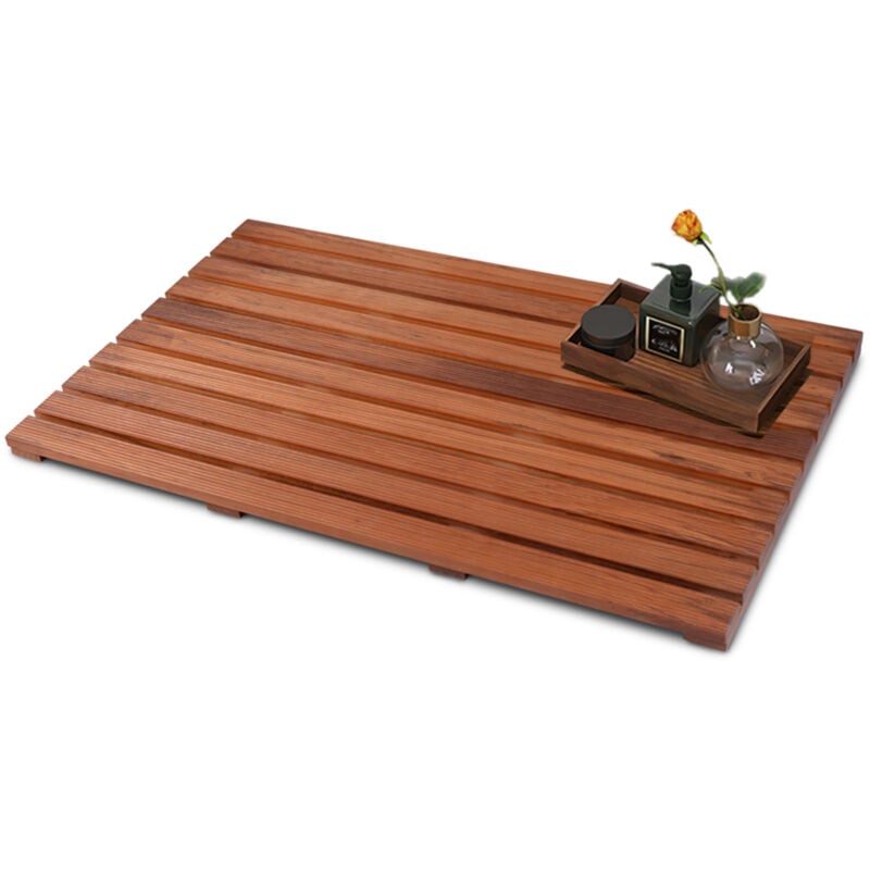 Tapis de bain en teck, tapis de douche en bois, tapis de baignoire, pieds en caoutchouc antidérapants, enroulable, intérieur, salle de bain, douche,