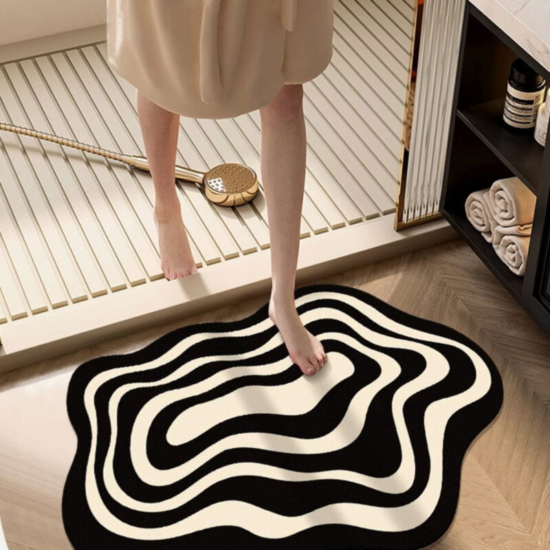 Tapis de bain et de douche, tapis de bain antidérapant en peluche à poils longs, tapis de bain pour sol de salle de bain, baignoire et douche