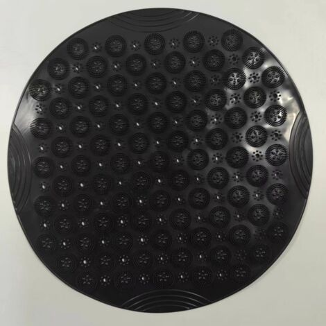 Tapis de Bain Extra carré Anti-moisissure avec ventouses, Trous de Drainage, Lavable en Machine, pour Enfants, Personnes âgées (noir, Rond 55 x 55 cm)