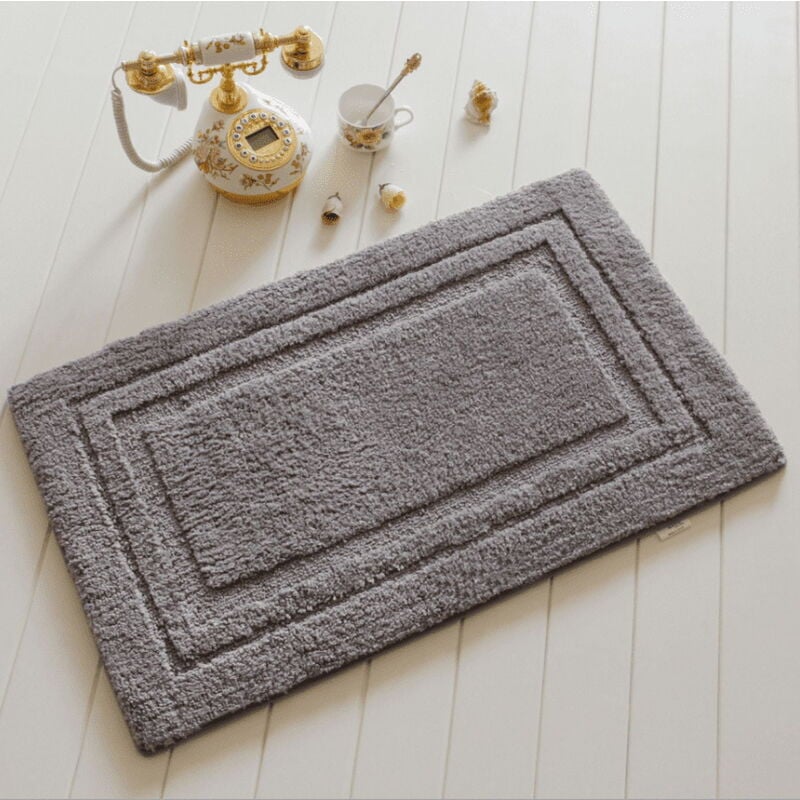 Tapis de bain extra doux, absorbant et confortable, antidérapant, lavable en machine, gris, F99442