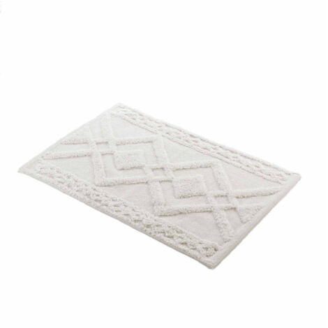 Tapis de Bain Gladis Uni avec Reliefs Blanc 50x80 cm