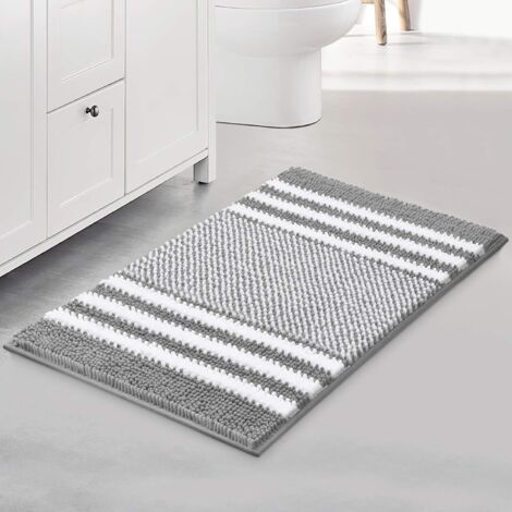 Tapis de bain gris 40 x 60 cm, extra doux et absorbant, moelleux