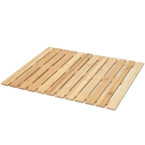 Tapis de bain HHG-681, tapis antidérapant, bambou, 60x50cm