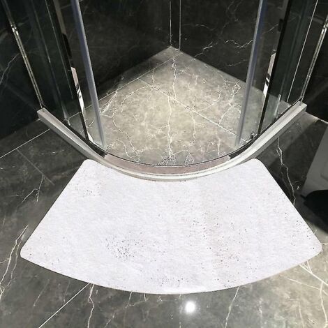 Tapis de bain incurvé, tapis de salle de bain semi-circulaire incurvé pour douche, antidérapant, résistant, idéal pour les cuisines foncées et les salles de bain d'angle.