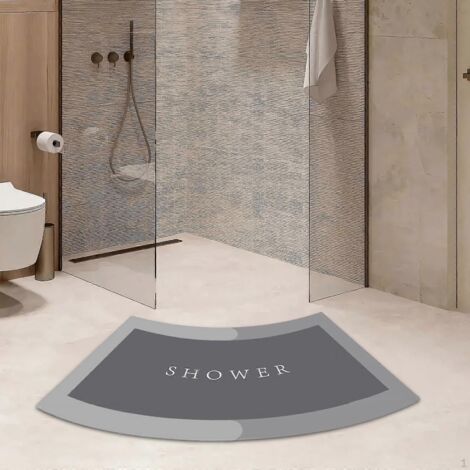 Tapis de bain incurvé, tapis de sol antidérapant pour baignoire et cabine de douche d'angle,