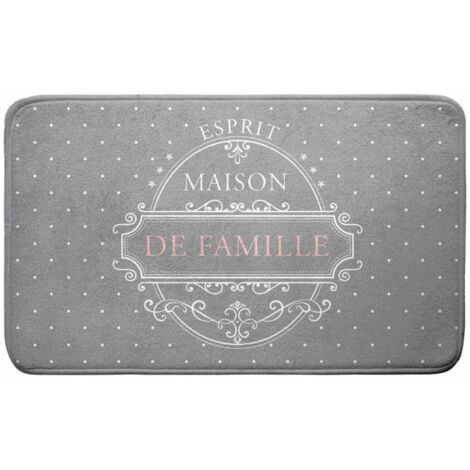 Tapis de Bain "Maison de Famille" 45x75cm Gris