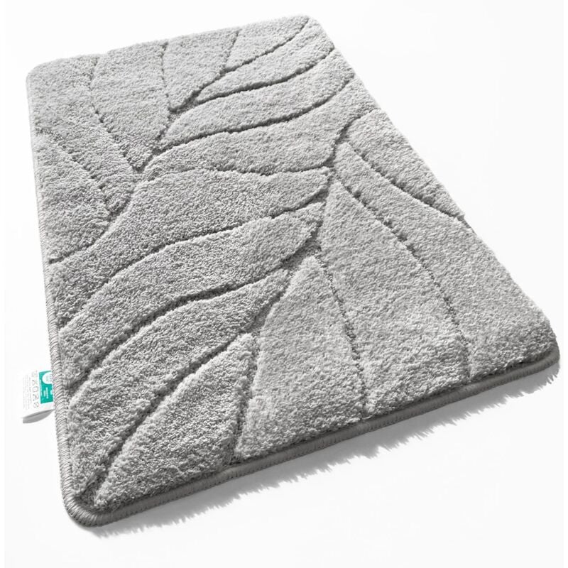 Tapis de bain Maris Tapis de bain moelleux avec structure en feuilles Argent 80 x 150 cm