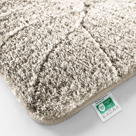 FLOORDIREKT Tapis de bain Maris Tapis de bain moelleux avec structure en feuilles Ivory 60 x 120 cm