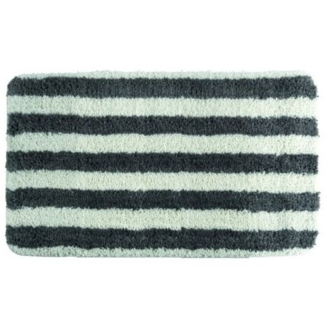 Tapis de bain Microfibre 50x80cm Ligne Blanc & Gris MSV