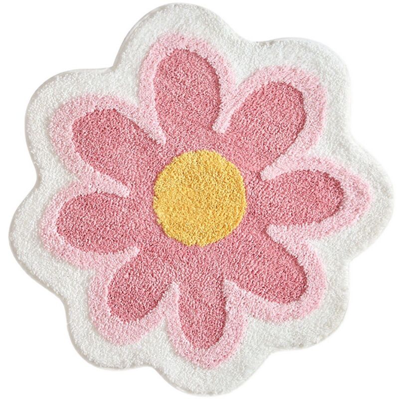 Tapis de bain mignon, doux et moelleux en forme de fleur, en microfibre, absorbant l'eau, antidérapant, pour toilettes, baignoire, douche, salle de