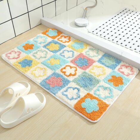 Tapis de bain mignon, tapis de douche antidérapant, adorable tapis en microfibre douce et super absorbante, dimensions 40 x 60 cm (petite fleur).