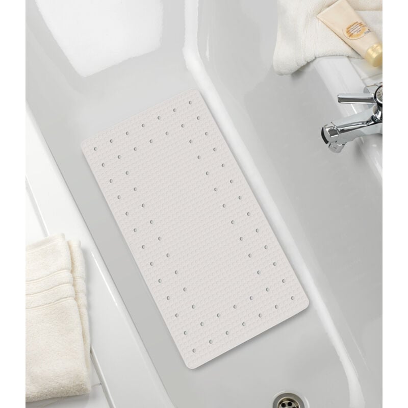 Tapis de baignoire Mirasol, tapis de bain antidérapant, caoutchouc, 69x39 cm, blanc - Wenko