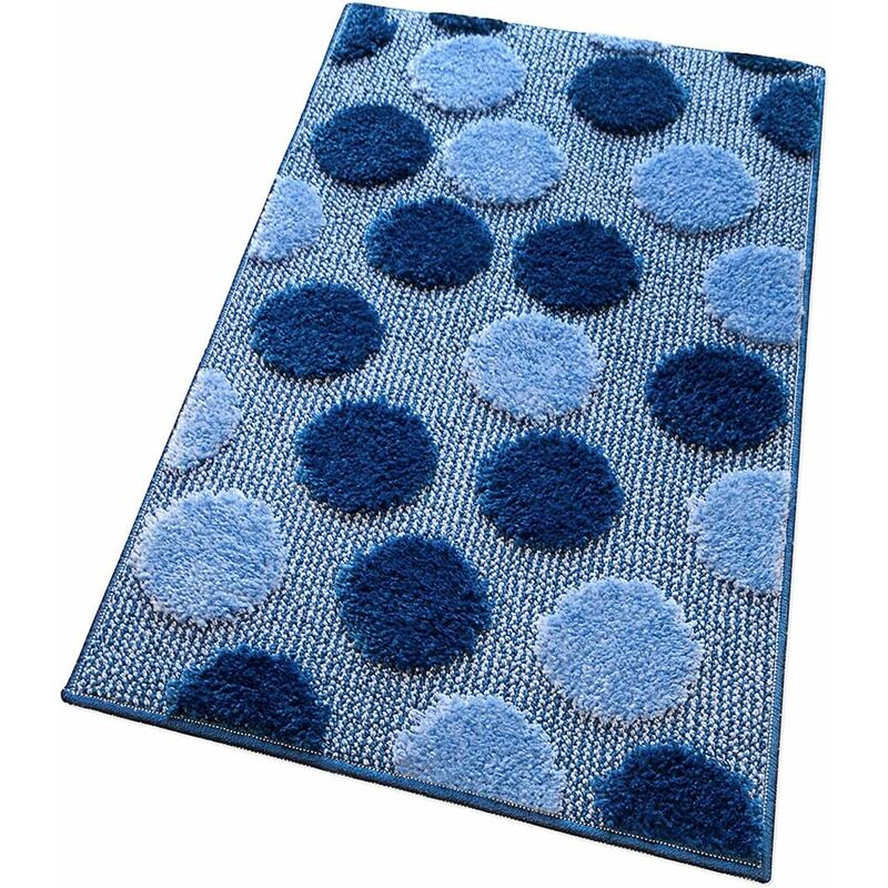 Emmevi Mv S.p.a. - Tapis de Bain Moderne Doux Antidérapant Tapis de Douche Lavable Absorbant Pois Bleu - 65x40 cm