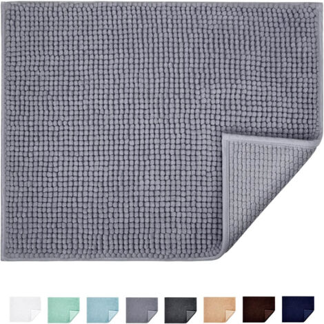 Tapis de bain moelleux style shaggy, 40 x 60 cm (Gris)
