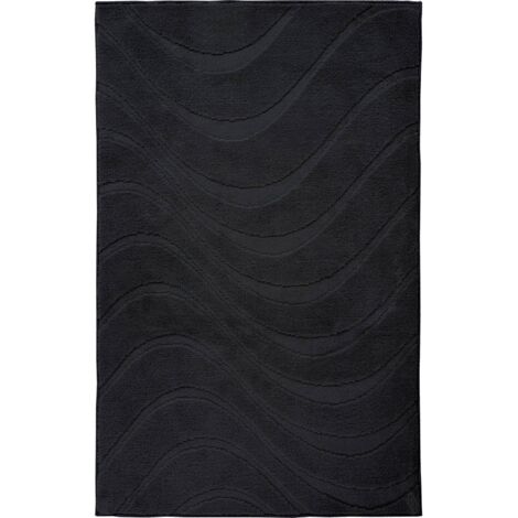 Tapis de bain noir antidérapant doux et absorbant - 60 x 40 cm