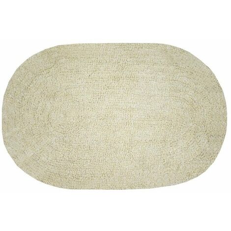 Tapis de bain oval beige 40 x 60 cm – Épaisseur 0.8 cm – 100% coton – Facile à entretenir et confortable