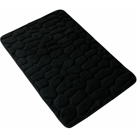 Tapis de bain pavé en relief doux en mousse à mémoire de forme tapis de sol antidérapant absorbant l'eau paillasson tapis de chaise tapis de salle de bain lavable en machine tapis 16 x 24 pouces (noir