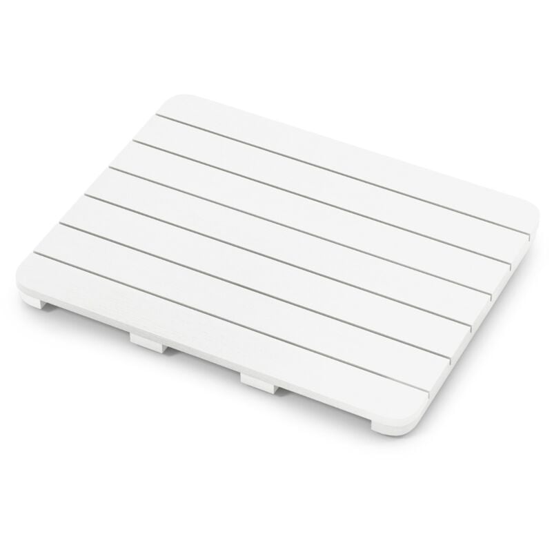 Tapis de Bain pour Douche en Hips et Vis en Acier Inoxydable Imperméable Anticorrosion et Antirouille Blanc design in