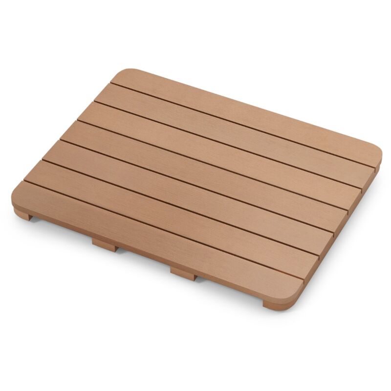 Tapis de Bain pour Douche en Hips et Vis en Acier Inoxydable Imperméable Anticorrosion et Antirouille Marron design in