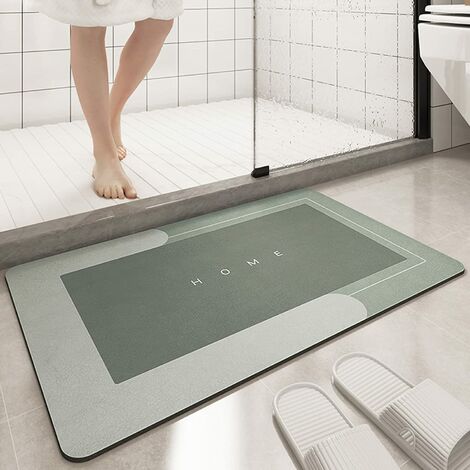 Tapis de bain Rectangle Vert, Tapis de Sol Super Absorbant 40x60cm, Tapis de Salle de Bain à Séchage Rapide, Grand Tapis de Salon Super Absorbant, Fond en Caoutchouc Antidérapant, Facile à Nettoyer, Paillasson de Cuisine Simple (Rectangle Vert, 40x60cm)