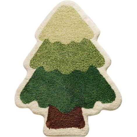 Tapis de bain sapin de Noël pour salon, tapis vert absorbant et lavable, tapis de douche antidérapant, tapis de porte de Noël doux, épais et durable pour la baignoire, décoration de Noël C (6090cm)