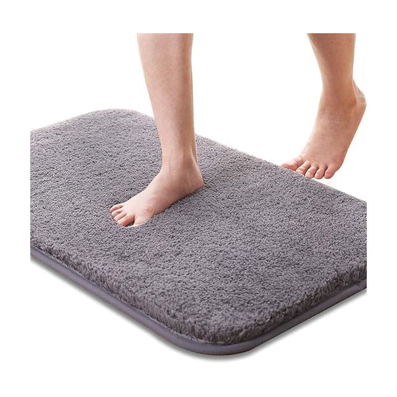 Tapis de bain, tapis de bain absorbant et antidérapant, tapis de bain doux et respectueux de la peau, tapis de bain lavable, 50x80 cm, (gris)