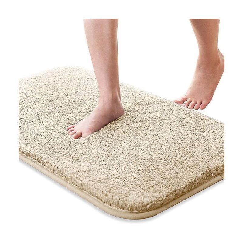 Tapis de bain, tapis de bain absorbant et antidérapant, tapis de bain doux et agréable pour la peau, tapis de bain lavable, 50x80 cm, (beige)