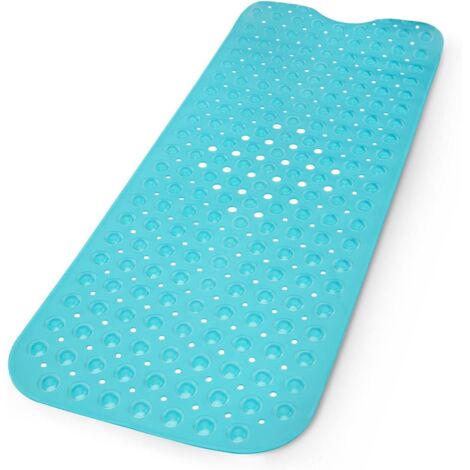 Tapis de bain – Tapis de bain antidérapant de qualité avec ventouses solides – Design élégant et durable de bain et baignoire – Lavable en machine, sans BPA (Bleu)