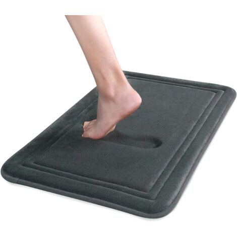 Tapis de bain, tapis de bain en mousse à mémoire de forme, tapis de bain absorbant, noir, 50 x 80 cm