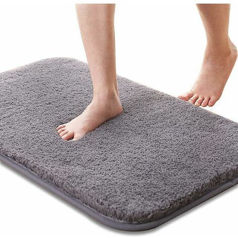 Tapis de Bain, Tapis de Salle de Bain Absorbant Antidérapant, Tapis de Bain Doux et Agréable pour La Peau, Tapis de Bain Lavables, 40x60 cm Gris