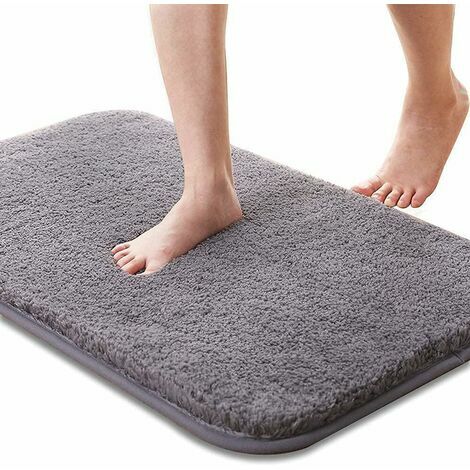 Tapis de bain, tapis de salle de bain absorbant antidérapant, tapis de bain doux et agréable pour la peau, tapis de bain lavables, 50x80 cm, gris
