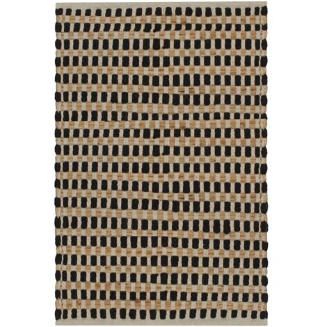 Tapis de bain Tapis de salon Style Moderne - tissés à la main Jute Naturel et Noir BV208920 - BonneVie
