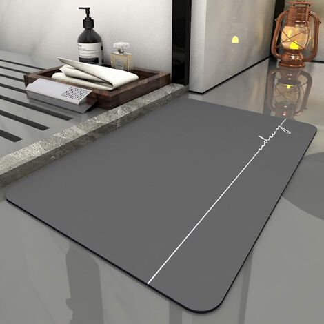 Tapis de Bain, Tapis Salle de Bain Antidérapant, Tapis de Douche Absorbant Lavable Tapis de Bain Diatomite pour la Baignoire, la Cuisine, Salon et la Salle de Bain 60x40cm (Style B) Devenirriche