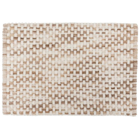 Tapis de Bain Tressé en Coton "Dégradé" 50x75cm Taupe