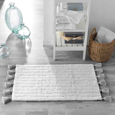Tapis de bain uni et à pompons Gris clair 50x80 cm