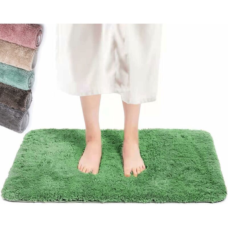 Tapis de bain vert 40 x 60 cm, tapis de bain antidérapant et lavable, tapis de bain avec tapis de bain à haute hydroscopicité pour baignoire, salle