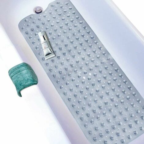 Tapis de bain XL, tapis de douche anti-dérapant pour salle de bain, lavable en machine, idéal pour enfant bambin senior, 100 x 40cm gris
