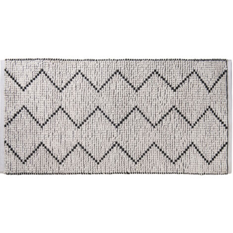 Tapis de bain zigzag 60x120 en polycoton blanc 50x80cm