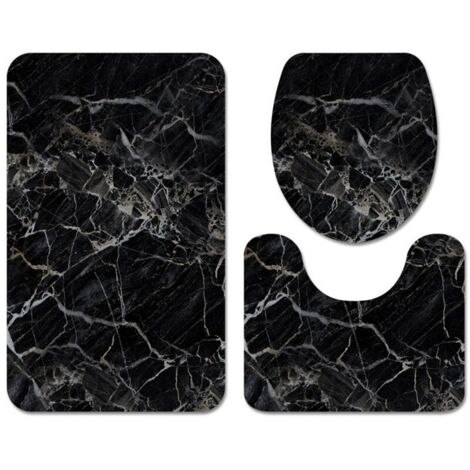 Tapis de BainEnsemble tapis de salle de bain pour toilettes 3 pièces tapis de salle de bains en marbre noir - Type 50x80cm