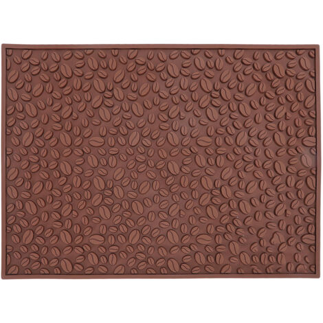 Tapis de bar anti-dérapant design grains de café, en PVC brun pour filtration et écoulement d'eau
