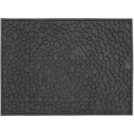 Tapis de bar antidérapant motif grains de café, PVC pour drainage et filtration, noir