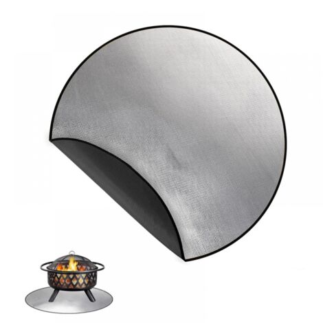 Tapis de barbecue ignifuge et ignifuge pour barbecue en extérieur, camping, rond, 28 cm (un côté en silicone, un côté en aluminium)