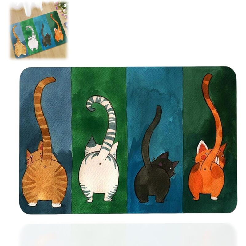 Shining House - Tapis De Bienvenue pour Porte D'entrée, Paillasson de Bienvenue, Paillasson Drôle De Chat avec Support Antidérapant Intérieur