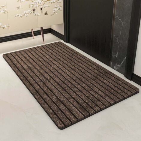 Tapis de bienvenue résistant, 40 x 60 cm, antidérapant et robuste, pour l'entrée, lavable et à séchage rapide, tapis de sol pour porte d'entrée extérieure, décoration intérieure, couleur café