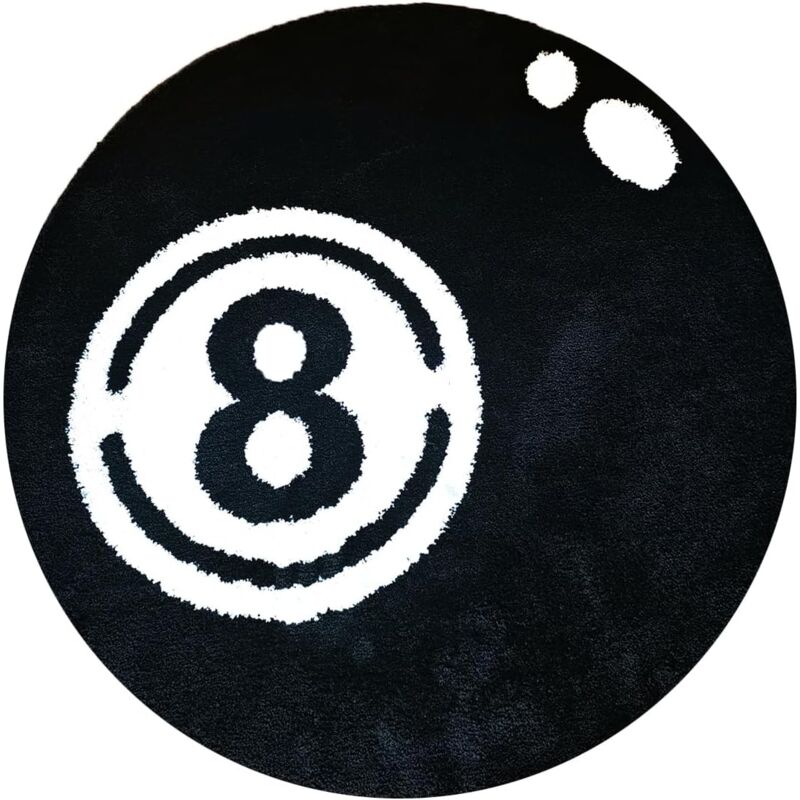 Tigrezy - Tapis De Billard 8 Boules,Microfibre Douce Tapis Circulaire, Tapis AntidéRapant Lavable pour Salon, Chambre à Coucher, Salle à Manger ou