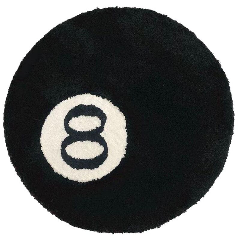 Tapis de Billard avec 8 Boules de Simulation - Tapis de Sol antidérapant - Tapis de Salle de Bain pour Chambre d'enfant - Tapis décoratif Noir pour