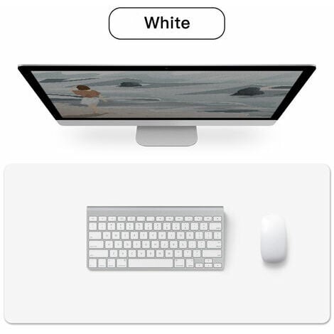 Tapis De Bureau En Cuir Pu Antidérapant Et Imperméable, Tapis Pour Clavier Et Ordinateur Portable, Tapis De Souris Pour Bureau D'écriture, 80x40cm, Blanc - 80x40cm, Blanc MOON