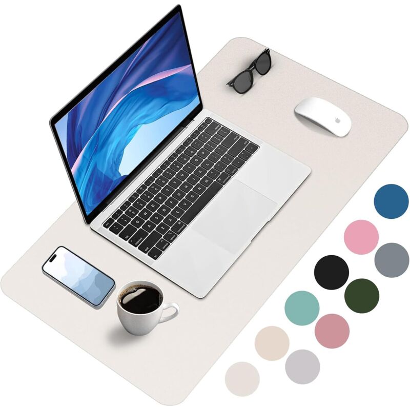 Tapis de Bureau - Grand Tapis de Souris en Cuir PU - Sous-Main Imperméable pour Bureau, Maison, 80 cm x 40 cm (Beige)