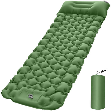 Tapis de Camping léger avec oreiller à Air, matelas à Air Portable, imperméable, coussin de couchage pour sac à dos, Vert